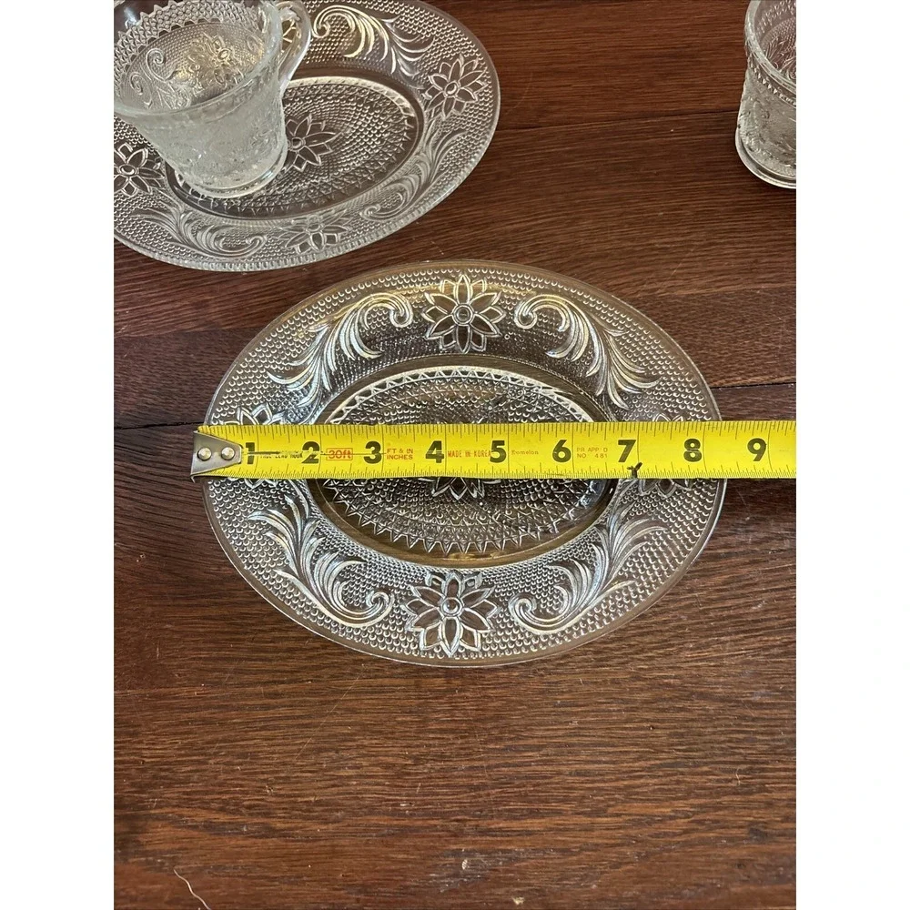 Tiara Indiana Glass Co. Clear Sandwich‎ Plates & Cups 30's Depression Era 2 Each